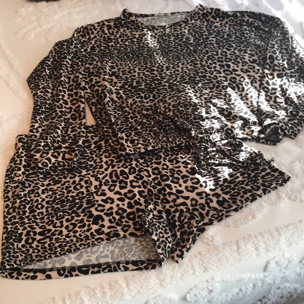 Cheetah pajama lounge set